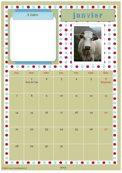 calendrier lavachequireve 2013